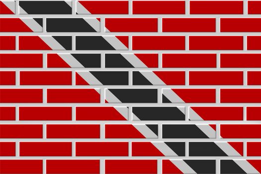 Trinidad and Tobago painted flag. Patriotic brick flag illustration background. National flag of Trinidad and Tobago