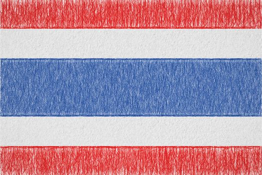 Thailand painted flag. Patriotic drawing on paper background. National flag of Thailand
