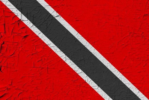 Trinidad and Tobago painted flag. Patriotic old grunge background. National flag of Trinidad and Tobago