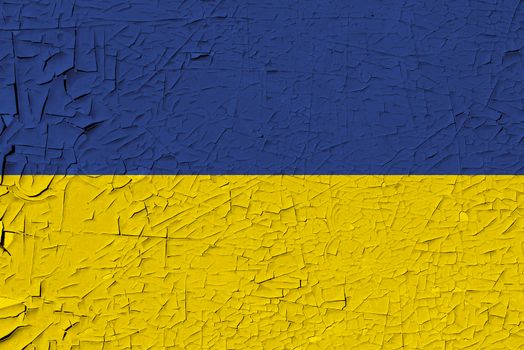 Ukraine painted flag. Patriotic old grunge background. National flag of Ukraine