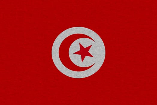 Tunisia flag painted on paper. Patriotic background. National flag of Tunisia