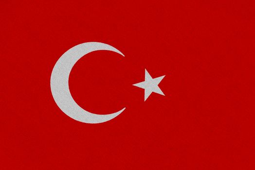 Turkey fabric flag. Patriotic background. National flag of Turkey