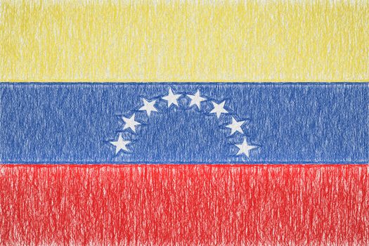 Venezuela painted flag. Patriotic drawing on paper background. National flag of Venezuela