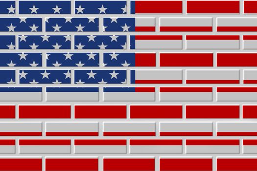 United States of America painted flag. Patriotic brick flag illustration background. National flag of United States of America