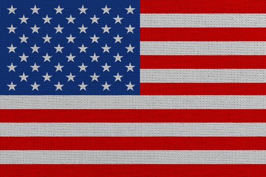 United States of America fabric flag. Patriotic background. National flag of United States of America