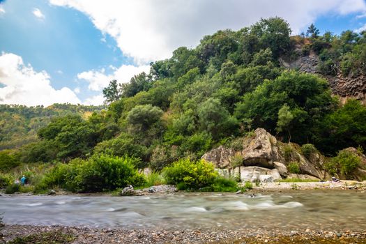 Long exposure image of Alcantara river in Sicily, Italy 