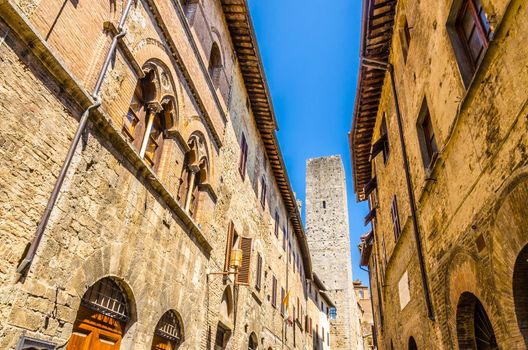 View of San Gimignano and its famous towers, Siena, Tuscany, Italy