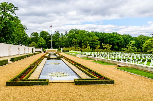 American Cemetery and Memorial in a sunny summer day, Cambridge