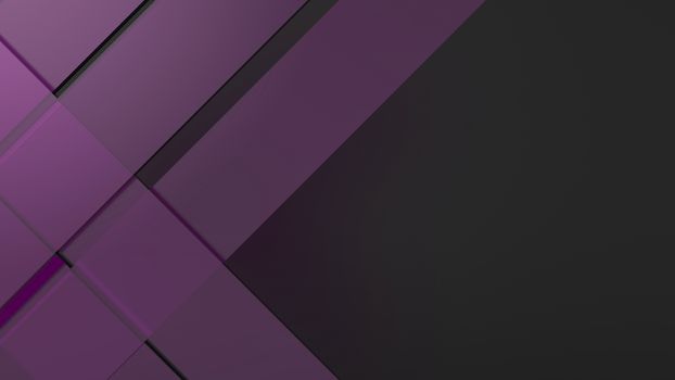 Diagonal purple dynamic stripes on black background. Modern abstract 3d render background with lines and dark shadows