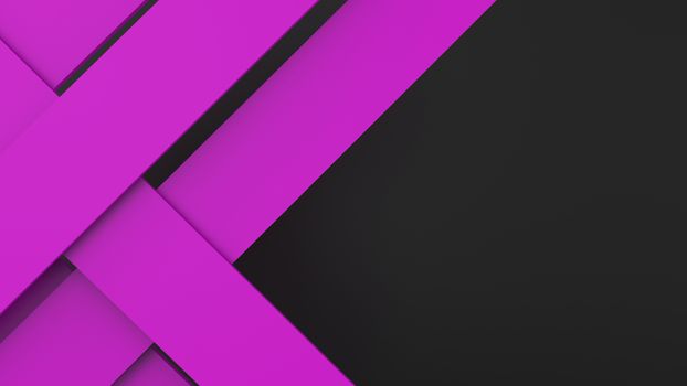 Diagonal purple dynamic stripes on black background. Modern abstract 3d render background with lines and dark shadows