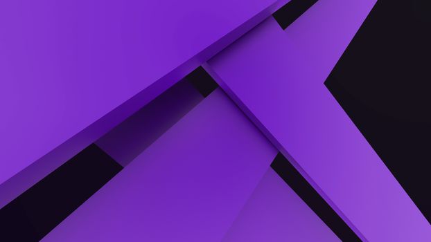 Diagonal violet dynamic stripes on black background. Modern abstract 3d render background with lines and dark shadows