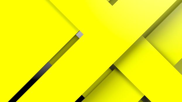 Diagonal yellow dynamic stripes on color background. Modern abstract 3d render background with lines and dark shadows