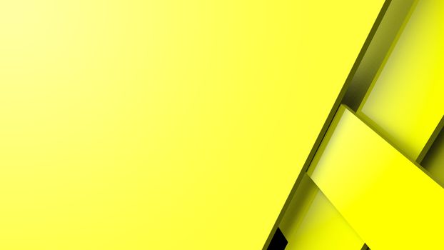 Diagonal yellow dynamic stripes on color background. Modern abstract 3d render background with lines and dark shadows