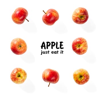 Creative layout made of fresh ripe apples Food concept. Apple Flat lay.