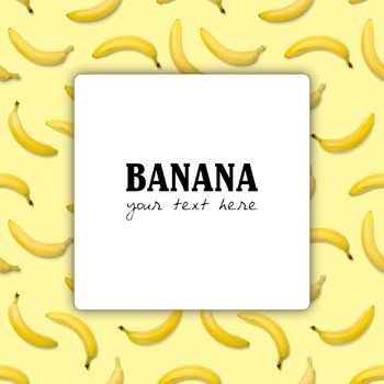 Creative Layout with bananas over a yellow background. Flat lay