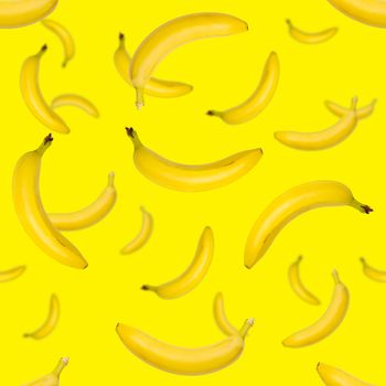 Bananas seamless pattern. pop art bananas pattern. Tropical abstract background with banana. Colorful fruit pattern of yellow banana on yellow background, flat lay