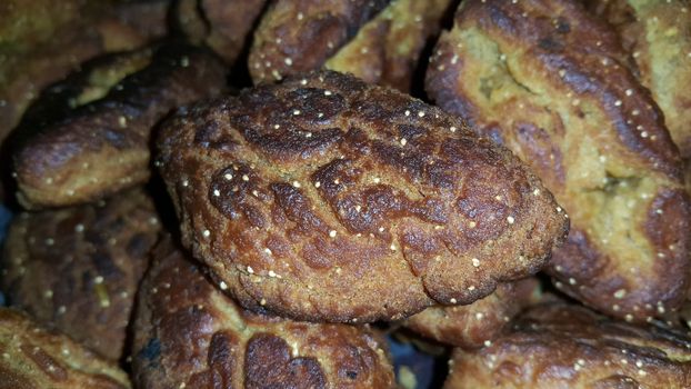 Close up view of traditional dessert bakery Khajoor made in Pakistan and Afghanistan. Food background of Khajoor bakery dessert.