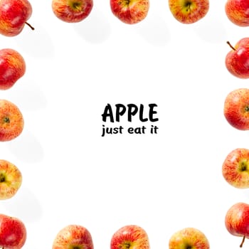 Creative layout made of fresh ripe apples Food concept. Apple Flat lay.