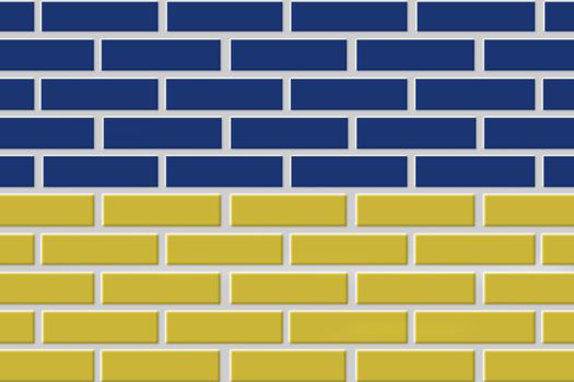 Ukraine painted flag. Patriotic brick flag illustration background. National flag of Ukraine