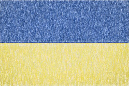 Ukraine painted flag. Patriotic drawing on paper background. National flag of Ukraine