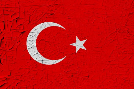 Turkey painted flag. Patriotic old grunge background. National flag of Turkey