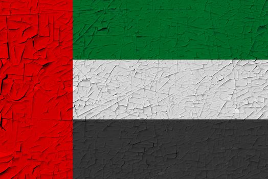 United arab painted flag. Patriotic old grunge background. National flag of United arab