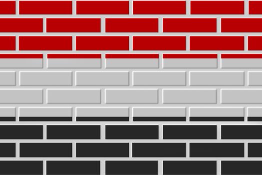 Yemen painted flag. Patriotic brick flag illustration background. National flag of Yemen