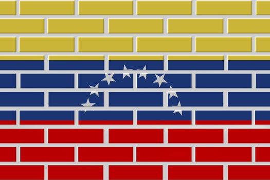 Venezuela painted flag. Patriotic brick flag illustration background. National flag of Venezuela