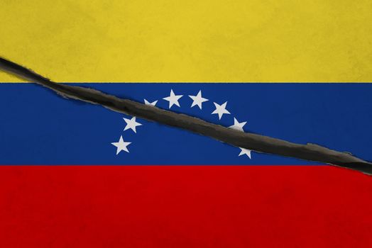 Venezuela flag cracked. Patriotic background. National flag of Venezuela