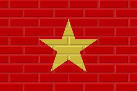 Vietnam painted flag. Patriotic brick flag illustration background. National flag of Vietnam