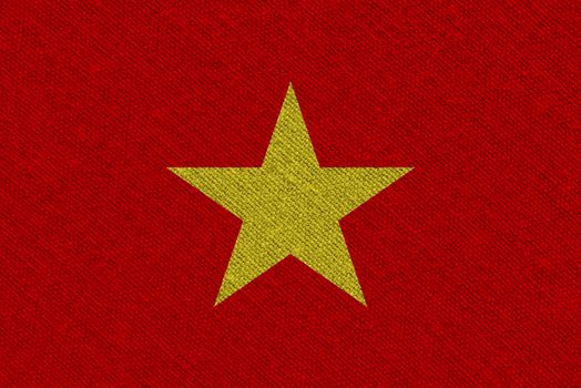 Vietnam fabric flag. Patriotic background. National flag of Vietnam
