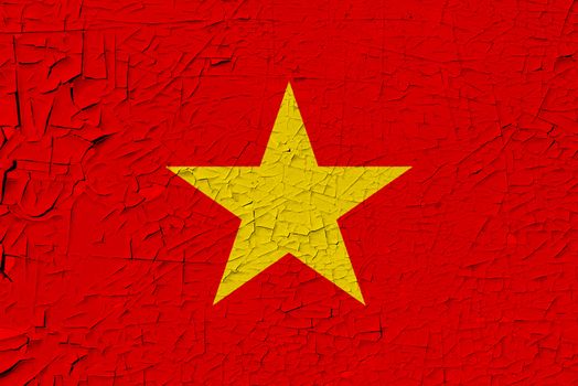 Vietnam painted flag. Patriotic old grunge background. National flag of Vietnam