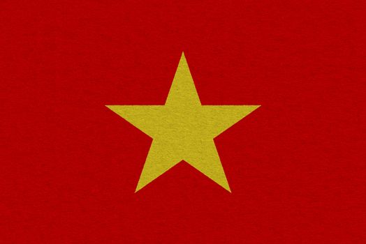 Vietnam flag painted on paper. Patriotic background. National flag of Vietnam