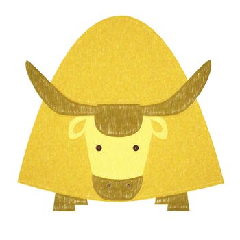 Yak isolated. Hand drawing yak for a child
