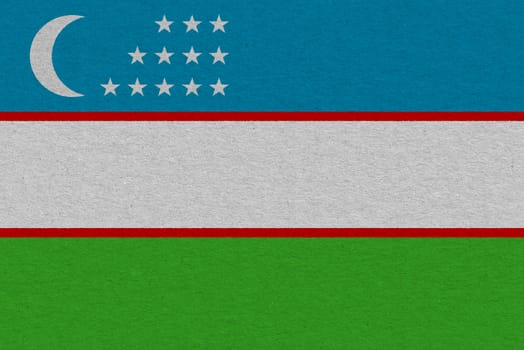Uzbekistan flag painted on paper. Patriotic background. National flag of Uzbekistan