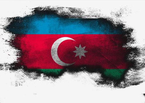 Azerbaijan flag painted with brush on white background, 3D rendering