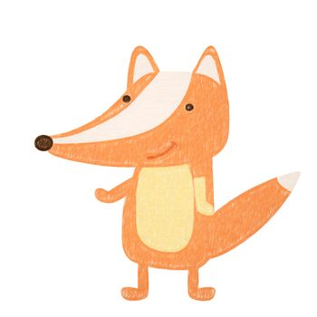 Fox isolated. Hand drawing fox for a child