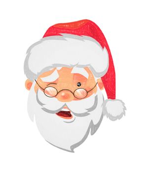 Santa Claus icon. Face of Santa Claus in red hat illustration