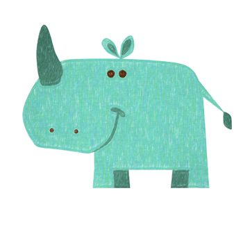 Rhino isolated. Hand drawing rhinoceros for a child