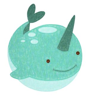 Narwhal isolated. Hand drawing narwhal for a child