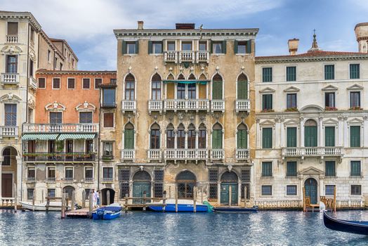 Scenic architecture along the Grand Canal in Cannaregio district of Venice, Italy
