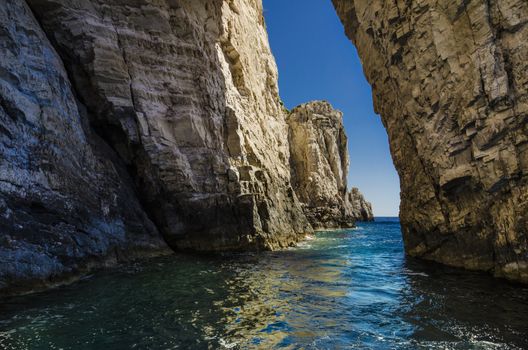 passage between reefs in the Ionian sea zakynthos island greece