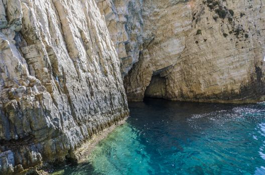 entrance of caves in the ionian sea greece
