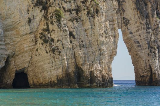 views of reefs and the work done by the ocean in the Ionian sea on the shores of the island of zakynthos