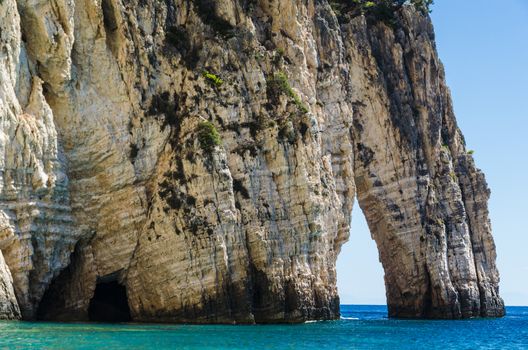 views of reefs and the work done by the ocean in the Ionian sea on the shores of the island of zakynthos