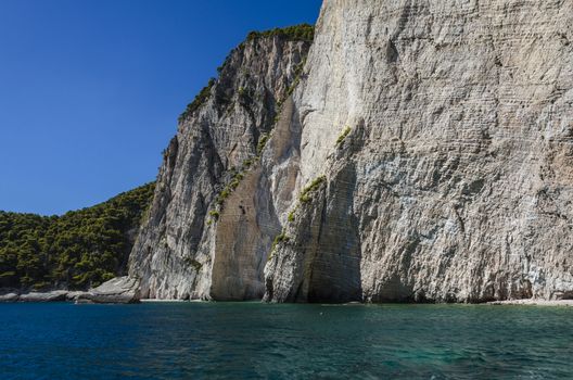 beginning of the high reefs on the island of zakynthos in the ionian sea