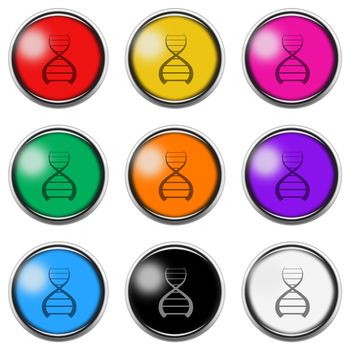 DNA sign button icon set isolated on white with clipping path 3d illustration