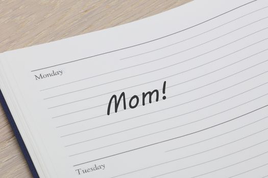 A Mom reminder note in a diary page