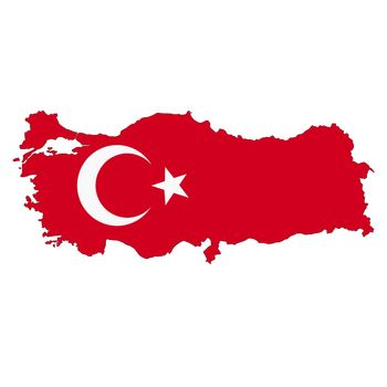 A Turkey map on white background with clipping path