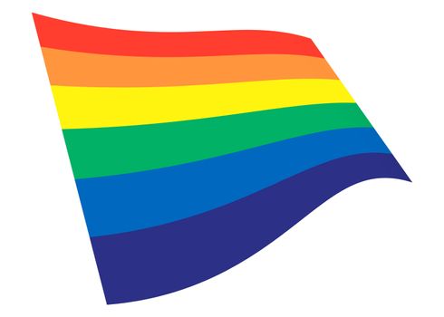 A Gay pride rainbow waving flag graphic isolated on white with clipping path